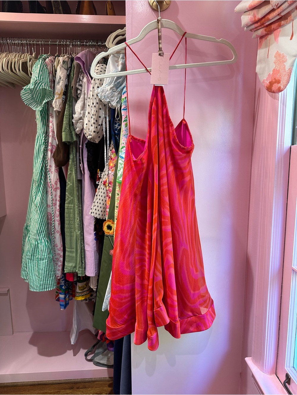 Alexis Pink and Red Spaghetti Strap Dress